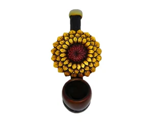 Mini pipa de mano amarilla girasol hecha a mano para fumar tabaco primavera flor arte vegetal - Imagen 1 de 6