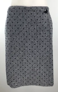 Vintage Barry Bricken Wrap Skirt - Size 8 - Gray w/ Black Dot Pattern - Picture 1 of 16