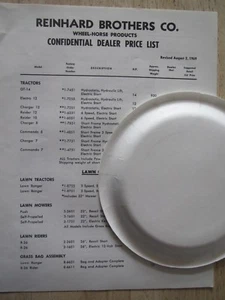Wheel Horse Reinhard Bros Confidential Dealer Price List dated 8/2/1969 - Picture 1 of 1