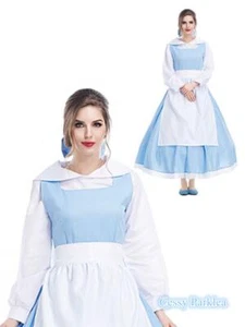 U-B3-1 Adult Beauty and the Beast Belle Blue Maid Fancy Dress Book Week Costume - Picture 1 of 8