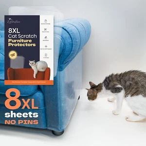Cat Scratch Couch Protector - 8XL Sheets Clear Almost Invisible Extra Durable... - Picture 1 of 8