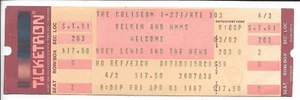 Huey Lewis and the News 3. April 1987 unbenutztes Konzertticket im Richfield Coliseum - Bild 1 von 2