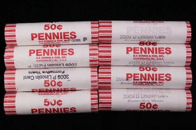 Lote de 8 centavos Lincoln años formativos 2009-P/D rollo de banco 1C sin circular Foto 1 de 3