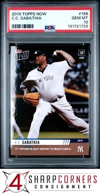 2019 TOPPS NOW #156 C.C. SABATHIA YANKEES HOF PSA 10 - Image 1 of 3