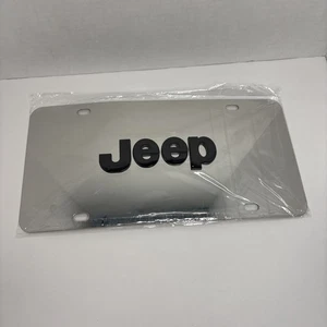 JEEP Silver Mirror Stainless Steel Novelty License Plate 3D Raised Logo Curved - Picture 1 of 6
