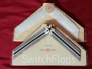 2 Sets Lindsay Phillips Switch Flops Riemen Größe gestreift mit Schale weiß mit Knopf - Bild 1 von 11