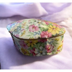 Vintage Schmuck Schmuckkästchen Floral Keramik Porzellan China Japanisch Goldrand - Bild 1 von 4