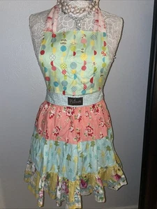 Matilda Jane Platinum Full Bib Apron waist tie Triple ruffles Hostess Party Rose - Picture 1 of 16