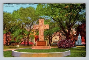 Mobile AL-Alabama, Bienville Square, Bienville Cross Vintage Souvenir Postcard - Picture 1 of 2