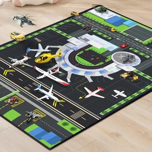 Spielmatte für Jungen Spielzimmer 5'x 6'6" Flughafenmatte für Kinderzimmer Verkehrssystem... - Bild 1 von 7