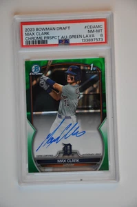 2023 Bowman Draft Max Clark Auto Green Lava Refractor 1st /99 PSA 8 Tigers - Bild 1 von 2