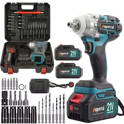 2 Battery Cordless Drill 21V Electric Screwdriver Set Impact Wrench Car Repair - Image 1 of 4
