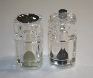 Vintage Mr. Dudley Peppermill & Salt Shaker Set Acrylic Adjustable Grind 3” EUC - Picture 1 of 6