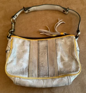 Coach Metallic Silver Monogram Baguette Demi Bag 2182 purse - Picture 1 of 8