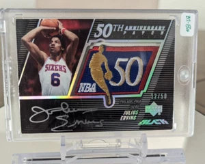 Julius Erving 2007-08 Upper Deck UD Black NBA 50 Patch Auto #12/50 - Picture 1 of 3