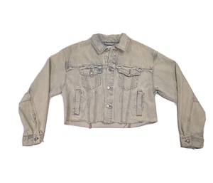 BDG Women's Size Medium Urban Outfitters Light Wash Cropped Blue Denim Jacket - Picture 1 of 12
