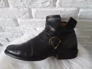 Fiorentini Baker Black Biker Leather Italy Boots EU 38 - Picture 1 of 9