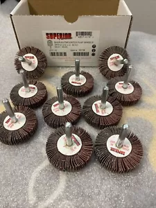 BOX OF 10 Superior 10119 Flap Wheel Mounted 2" x 1/2" x 1/4 P80 AO - Picture 1 of 5