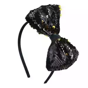 Reversible Sequins Girls Headband Shiny Large bow hair bands UK - Picture 1 of 4
