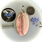 RHODOCHROSITE AA GRADE OVAL LARGE 41MM PENDANT AND 925 STERLING SILVER BAIL