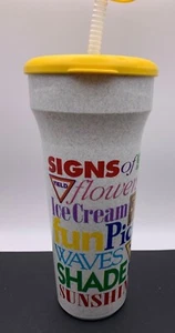HOST MARRIOTT Hotels Vintage Plastic Cup w/ Straw Signs of Summer 1990's - Picture 1 of 4