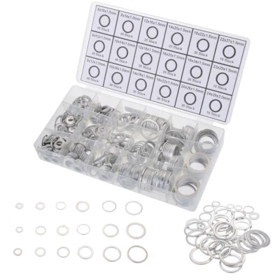 450PCS Car Engine Oil Drain Plug Aluminum Crush Washer Seal O-Ring Gasket Silver - Image 1 of 4