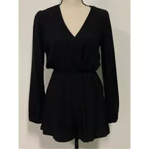 Forever 21 Long Sleeve V-Neck Romper Black Size S - Picture 1 of 12