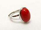 Woman Coral Stone Ring Handmade 925 Silver Statement Promise Ring All Size MK574