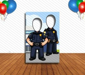 Policeman Face Cutout, Hole in Face, Party Selfie Photo Prop, School Jobs Decor - Picture 1 of 6