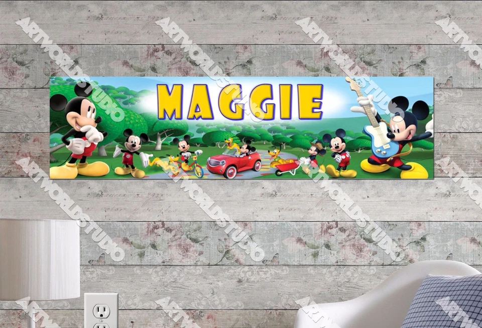Personalized/Customized Mickey Mouse #1 Name Poster Wall Art Decoration Banner