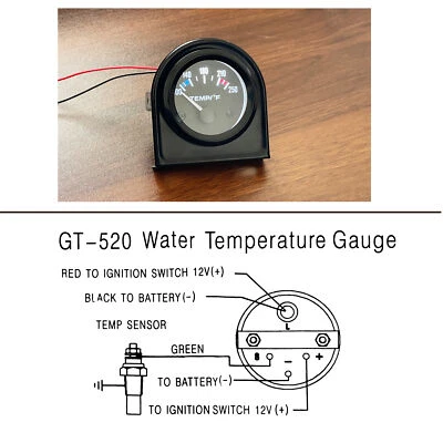 2" 52mm Car Water Temperature Gauge Meter 100-250℉ W/ Sensor Water Temp Gauge - Image 1 of 4
