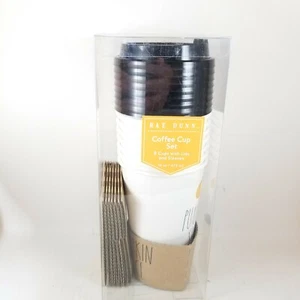 Rae Dunn Pumpkin Spice To Go Einweg Kaffeetasse Set mit Deckel & Hüllen 16oz Neu - Bild 1 von 8