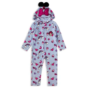 Pigiama intero Disney Minnie Mouse unicorno in pile bambina con cappuccio 4730 - Picture 1 of 2