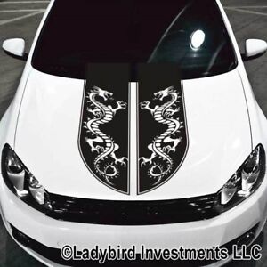 Tribal Dragon Rally Hood Stripes Decal - Universal Fits Most Cars and Trucks