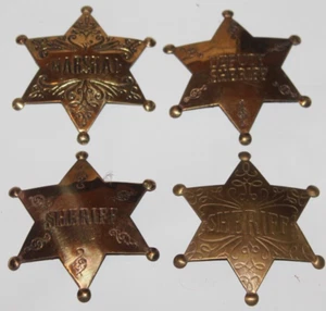 LOTE DE 4 insignias de sheriff y mariscal de latón de lujo del oeste antiguo - Imagen 1 de 8