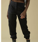 Guess Women's Zoena Satin Cargo Pants Trousers Black Pockets Size 0 New