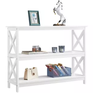 Tavolo Consolle Mobile da Ingresso Soggiorno Tavolino Stretto Credenza Bianco - Foto 1 di 9