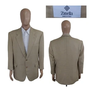 Zanella Italy Two Button Beige Wool Silk Blazer Sport Coat Jacket 42S - Picture 1 of 12