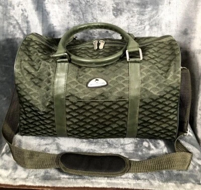 American Flyer Travel Duffel Bag With Shoulder Strap Olive Green Embossed  - Image 1 of 4