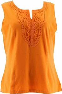 Kathleen Kirkwood Womens Split Neck Crochet Cami Orange Sorbet XL - Picture 1 of 2