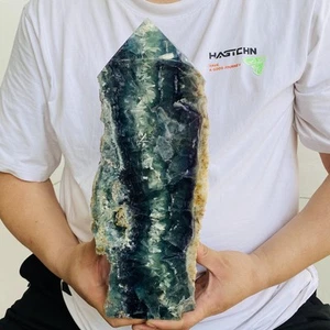 Obelisco de fluorita natural cuarzo cristal curativo Reiki varita punta de torre 4060 g - Imagen 1 de 13