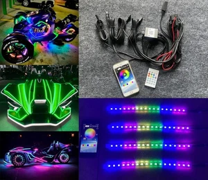 4PCS 2FT Strips LED Dream Color CHASING IP68 Bluetooth Polaris Slingshot Lights - Picture 1 of 12
