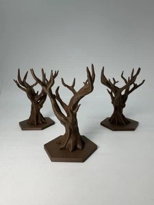 Custom Dead Trees For Heroscape Terrain - Forest Set of 3 With Locking Bases - Picture 1 of 8