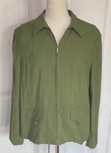 Neu mit Etikett JM Collection Jacke grün Kragen Frontreißverschluss Größe 16 Petite - Bild 1 von 9