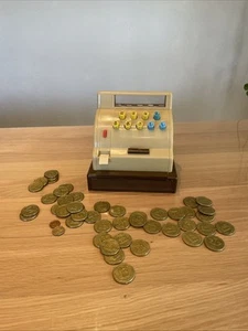 Geobra - Vintage Spielzeug Kasse für Kaufmannsladen ca. 60er Jahre Braun Beige - Bild 1 von 17