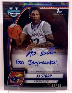 AJ Storr 2024-25 Bowman Sapphire Black Sapphire Auto #10/10 Kansas - Picture 1 of 2