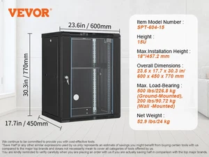 Succebuy 15U Wall Mount Server Cabinet 500Lbs Max Ground-Mounted Load Capacity N - Picture 1 of 13