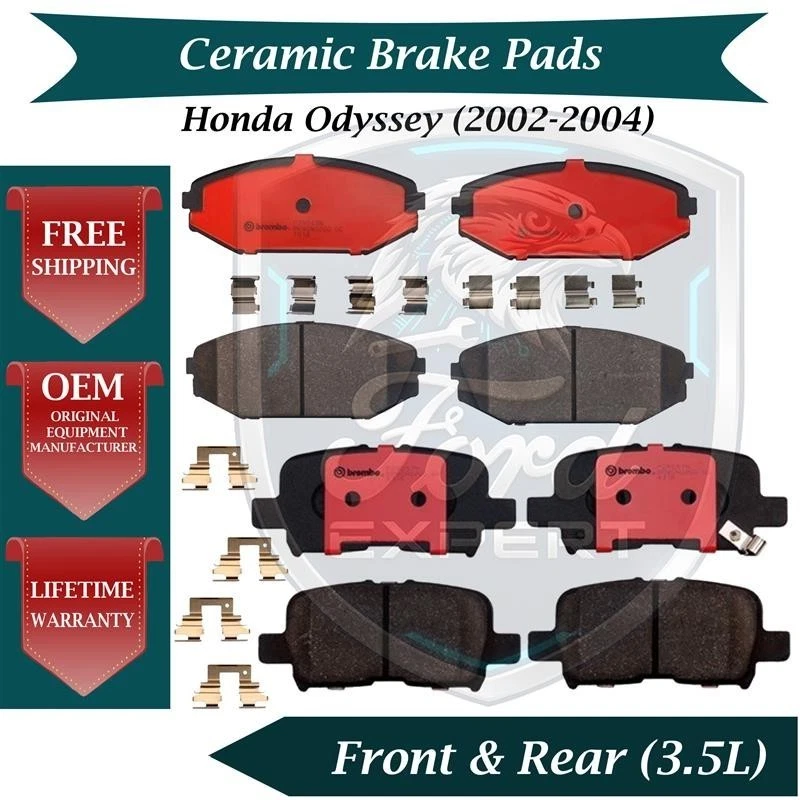 Kit de pastillas de freno delanteras y traseras Brembo OEM de cerámica para Honda Odyssey 2002-2004 3,5 L Foto 1 de 4