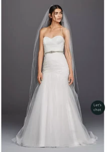 Size 4 David's Bridal Mermaid Corset Tulle Soft White Wedding Dress WG3791 - Picture 1 of 6