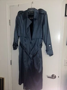 Iridescent Teal Green belted rain trench coat Forecaster of Boston  Size 9/10 - Picture 1 of 4